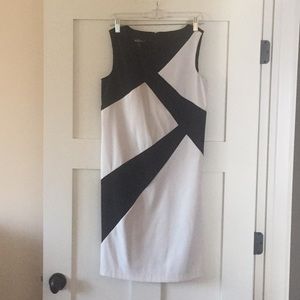 Dress- black and cream geometric pattern